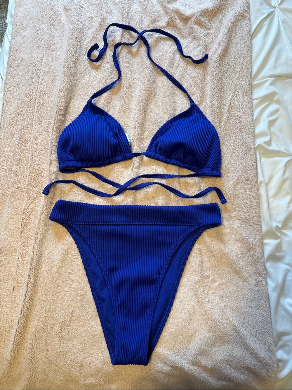 Hollister Blue Ribbed Bikini Set